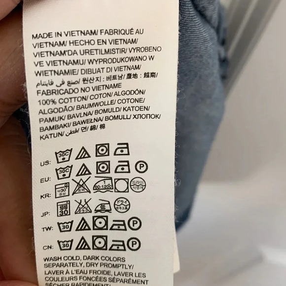 Calvin Klein Chambray Shirt Dress 100% Cotton Button Up Blue Quarter Sleeve Med - Picture 10 of 14